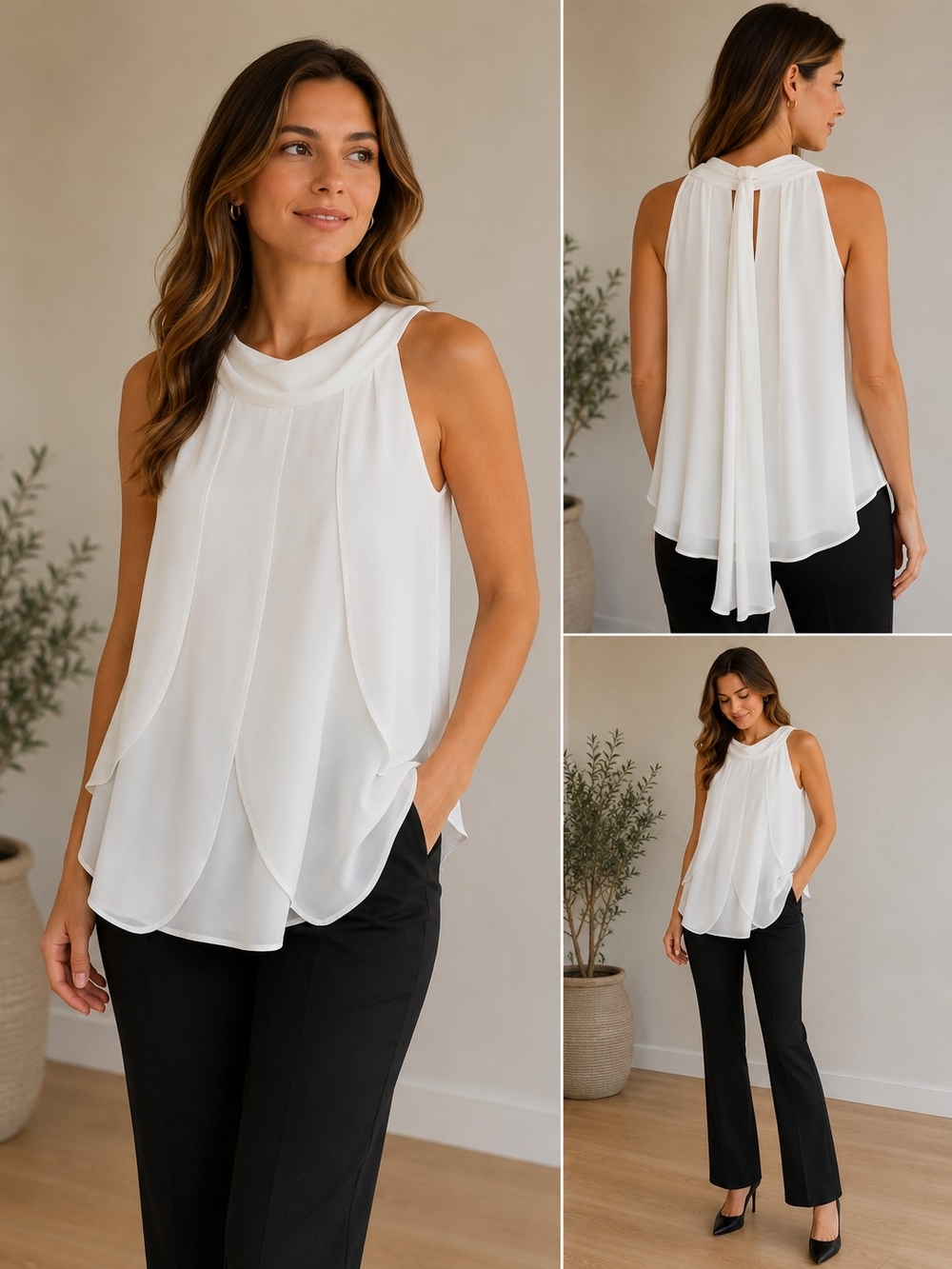 Tatum & Olivia White Sleeveless Blouse | Size Small | Made on Vancouver Island